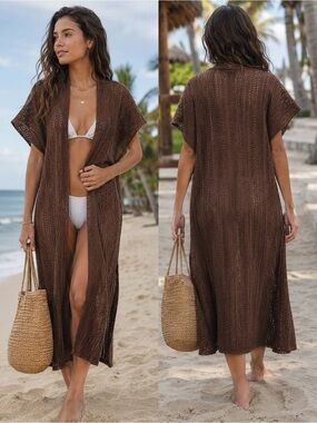 Steve Madden Brown Crochet Knit Tote one size